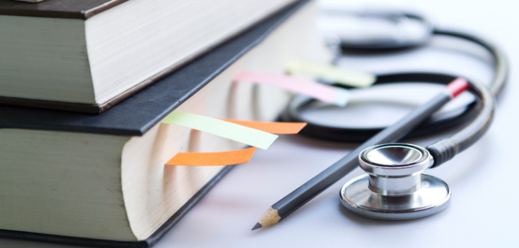 Doctor studying material